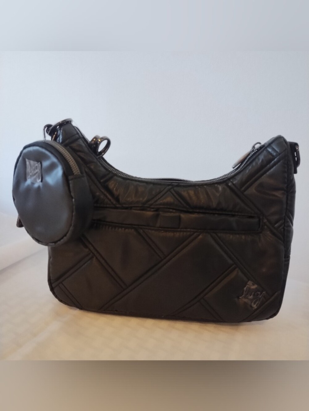 NWT Lug Curtsy Mini Crossbody Bag with Pouch in Metallic Black - Picture 9 of 11